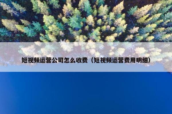 短视频运营公司怎么收费（短视频运营费用明细）