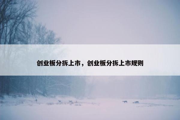 创业板分拆上市，创业板分拆上市规则