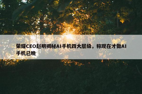 荣耀CEO赵明揭秘AI手机四大层级，称现在才做AI手机已晚