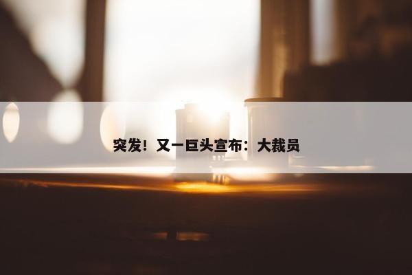 突发！又一巨头宣布：大裁员