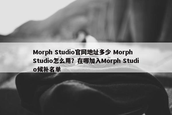 Morph Studio官网地址多少 Morph Studio怎么用？在哪加入Morph Studio候补名单