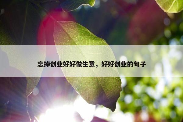 忘掉创业好好做生意，好好创业的句子