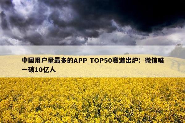 中国用户量最多的APP TOP50赛道出炉：微信唯一破10亿人