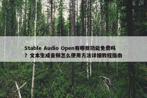Stable Audio Open有哪些功能免费吗？文本生成音频怎么使用方法详细教程指南