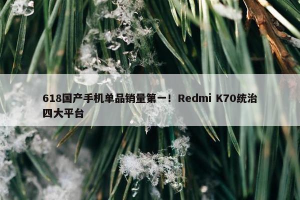 618国产手机单品销量第一！Redmi K70统治四大平台