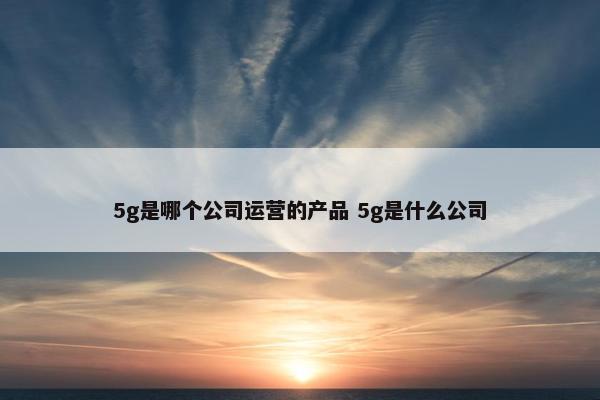 5g是哪个公司运营的产品 5g是什么公司