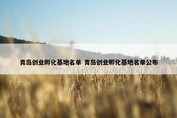 青岛创业孵化基地名单 青岛创业孵化基地名单公布