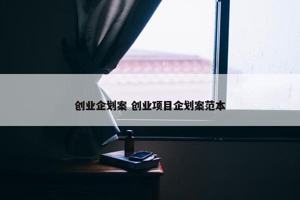 创业企划案 创业项目企划案范本