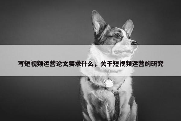 写短视频运营论文要求什么，关于短视频运营的研究