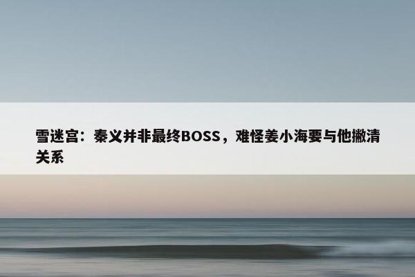 雪迷宫：秦义并非最终BOSS，难怪姜小海要与他撇清关系