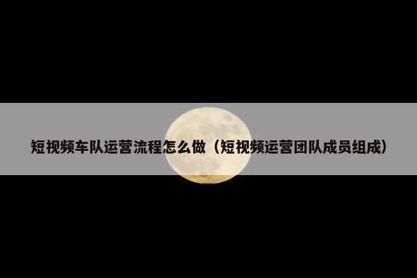 短视频车队运营流程怎么做（短视频运营团队成员组成）