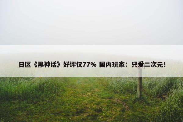 日区《黑神话》好评仅77% 国内玩家：只爱二次元！