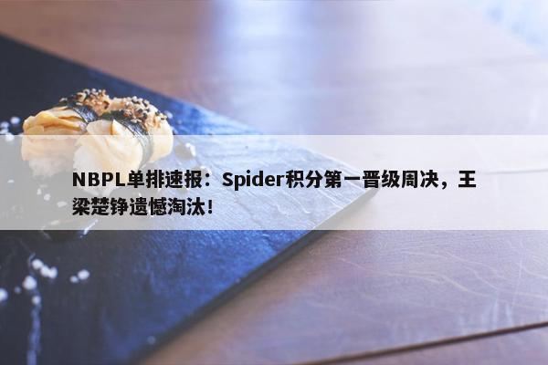 NBPL单排速报：Spider积分第一晋级周决，王梁楚铮遗憾淘汰！