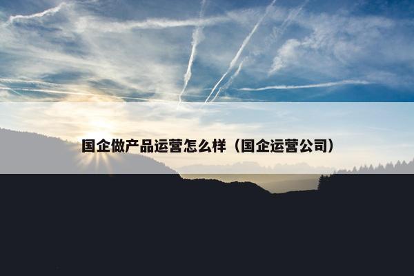 国企做产品运营怎么样（国企运营公司）