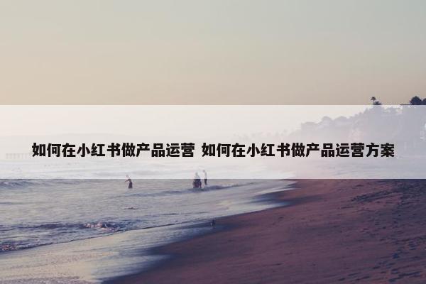 如何在小红书做产品运营 如何在小红书做产品运营方案