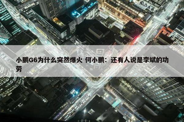 小鹏G6为什么突然爆火 何小鹏：还有人说是李斌的功劳