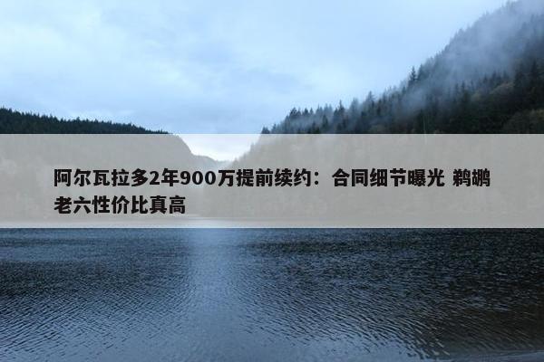 阿尔瓦拉多2年900万提前续约：合同细节曝光 鹈鹕老六性价比真高