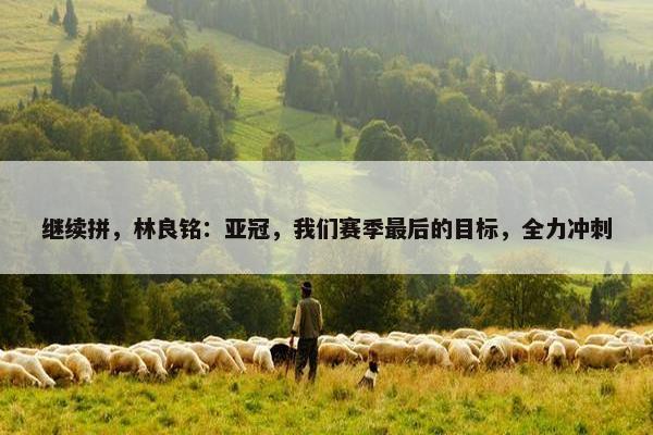 继续拼，林良铭：亚冠，我们赛季最后的目标，全力冲刺