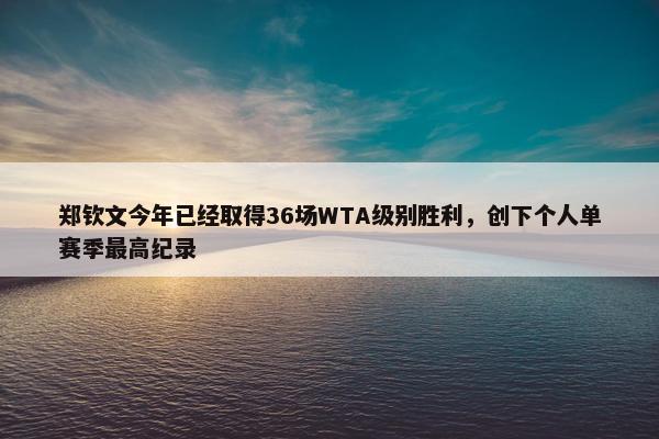 郑钦文今年已经取得36场WTA级别胜利，创下个人单赛季最高纪录