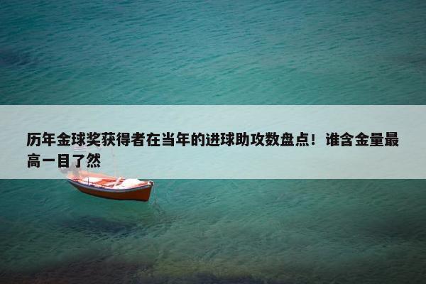 历年金球奖获得者在当年的进球助攻数盘点！谁含金量最高一目了然