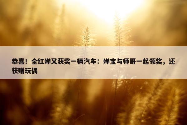 恭喜！全红婵又获奖一辆汽车：婵宝与师哥一起领奖，还获赠玩偶