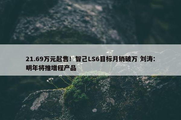 21.69万元起售！智己LS6目标月销破万 刘涛：明年将推增程产品