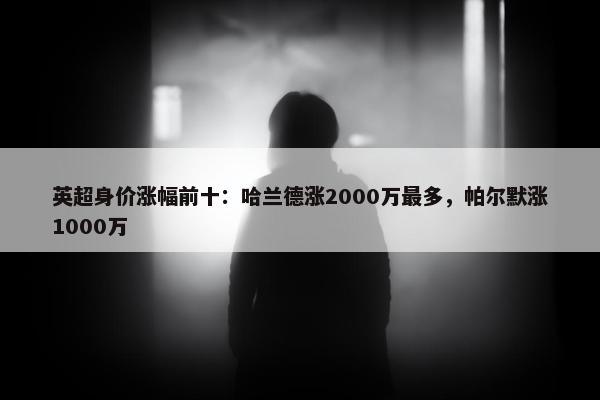 英超身价涨幅前十：哈兰德涨2000万最多，帕尔默涨1000万