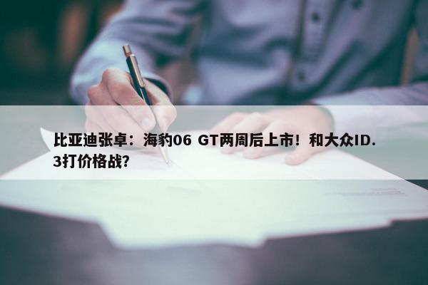 比亚迪张卓：海豹06 GT两周后上市！和大众ID.3打价格战？