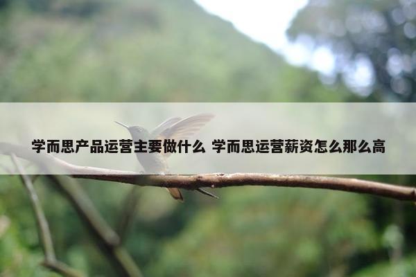 学而思产品运营主要做什么 学而思运营薪资怎么那么高