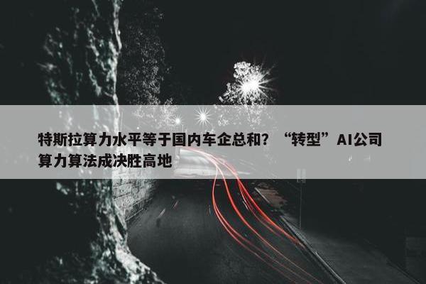 特斯拉算力水平等于国内车企总和？“转型”AI公司 算力算法成决胜高地