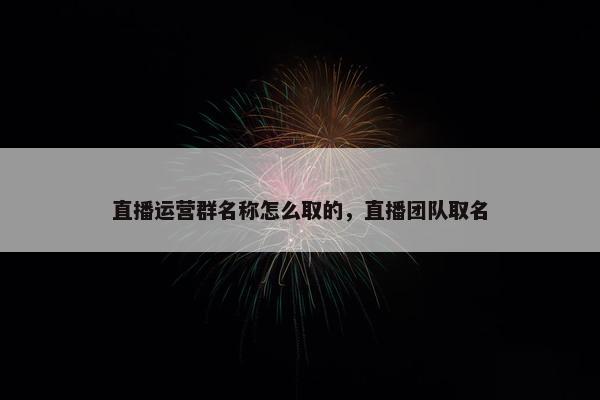 直播运营群名称怎么取的，直播团队取名