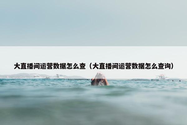 大直播间运营数据怎么查（大直播间运营数据怎么查询）