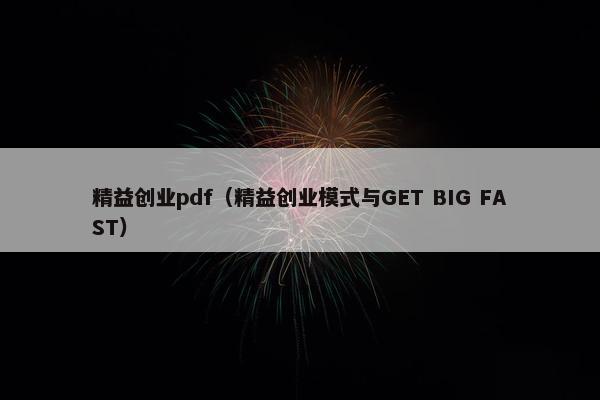 精益创业pdf（精益创业模式与GET BIG FAST）