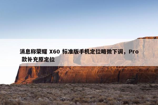 消息称荣耀 X60 标准版手机定位略微下调，Pro 款补充原定位