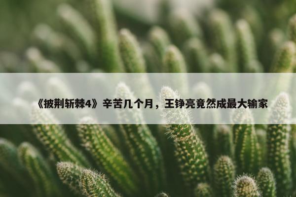 《披荆斩棘4》辛苦几个月，王铮亮竟然成最大输家