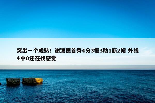 突出一个成熟！谢泼德首秀4分3板3助1断2帽 外线4中0还在找感觉