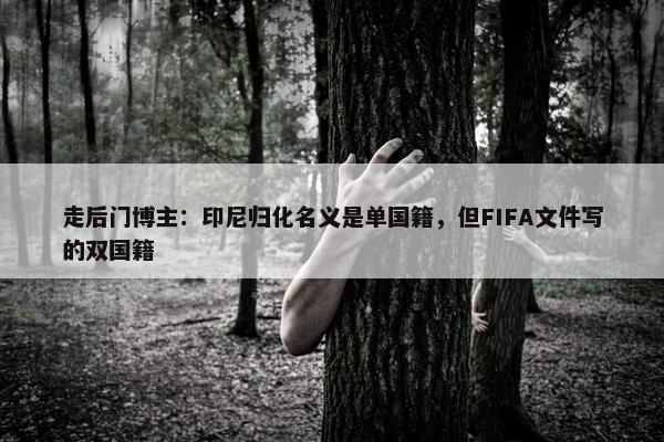 走后门博主：印尼归化名义是单国籍，但FIFA文件写的双国籍