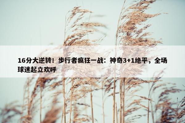 16分大逆转！步行者疯狂一战：神奇3+1绝平，全场球迷起立欢呼