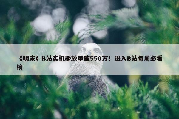 《明末》B站实机播放量破550万！进入B站每周必看榜