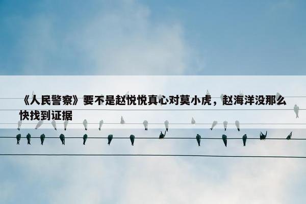 《人民警察》要不是赵悦悦真心对莫小虎，赵海洋没那么快找到证据