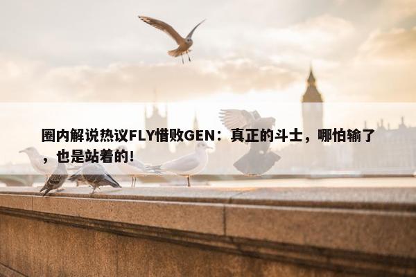 圈内解说热议FLY惜败GEN：真正的斗士，哪怕输了，也是站着的！