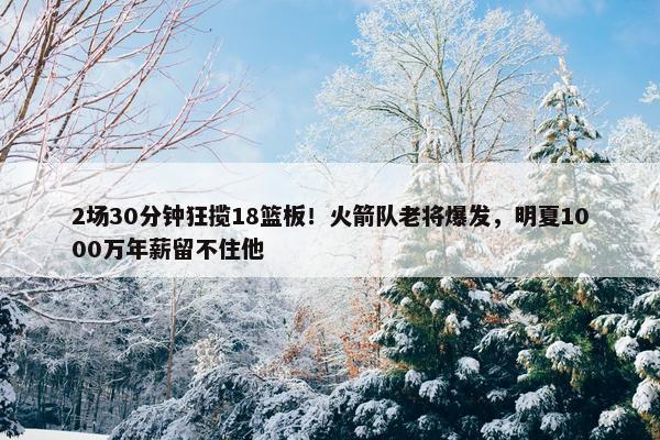 2场30分钟狂揽18篮板！火箭队老将爆发，明夏1000万年薪留不住他