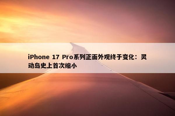 iPhone 17 Pro系列正面外观终于变化：灵动岛史上首次缩小