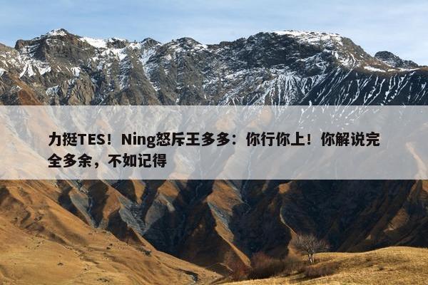 力挺TES！Ning怒斥王多多：你行你上！你解说完全多余，不如记得