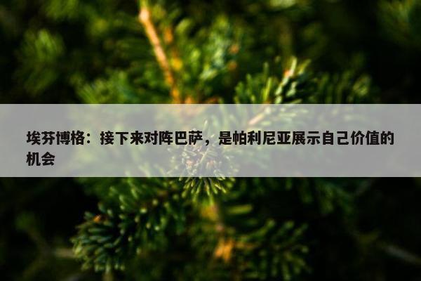 埃芬博格：接下来对阵巴萨，是帕利尼亚展示自己价值的机会