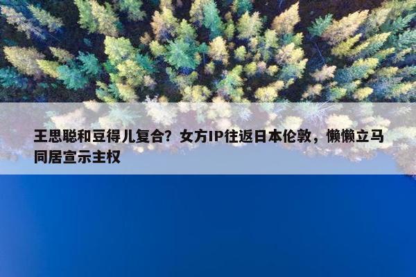 王思聪和豆得儿复合？女方IP往返日本伦敦，懒懒立马同居宣示主权