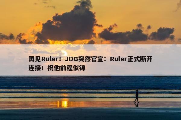 再见Ruler！JDG突然官宣：Ruler正式断开连接！祝他前程似锦