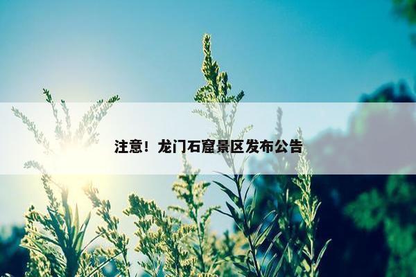 注意！龙门石窟景区发布公告