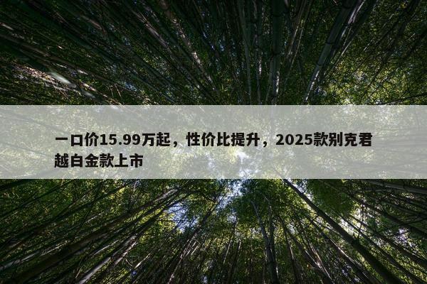 一口价15.99万起，性价比提升，2025款别克君越白金款上市