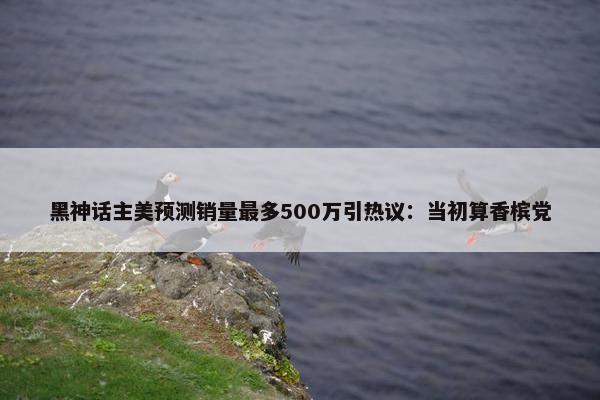 黑神话主美预测销量最多500万引热议：当初算香槟党